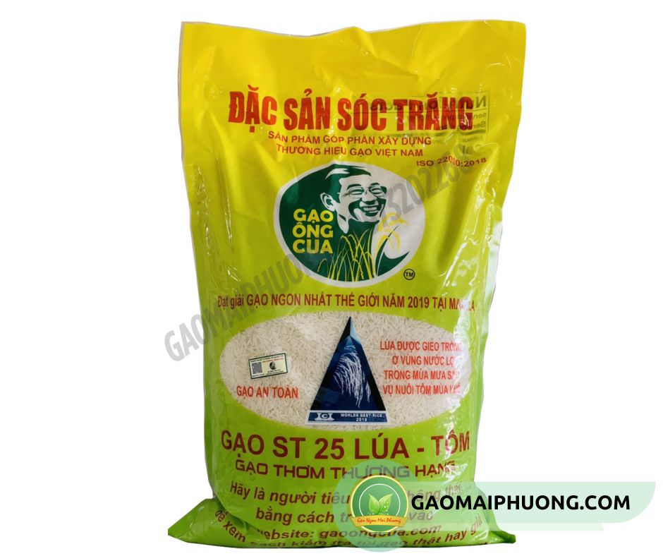 Bao bi Ong cua lua tom ST25 bao bi gạo ông cua lúa tôm ST25